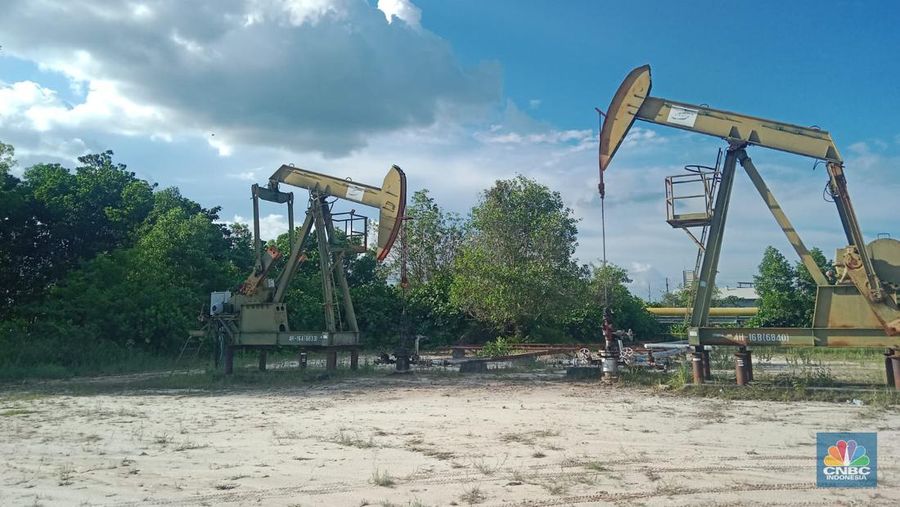 Foto: Pompa angguk Wilayah Kerja (WK) Rokan PT Pertamina Hulu Rokan (PHR). (CNBC Indonesia/Pratama Guitarra)